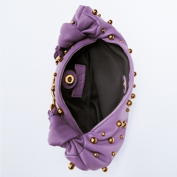 NWT. Zara Purple Mini Bag with Beads. - Picture 5 of 7
